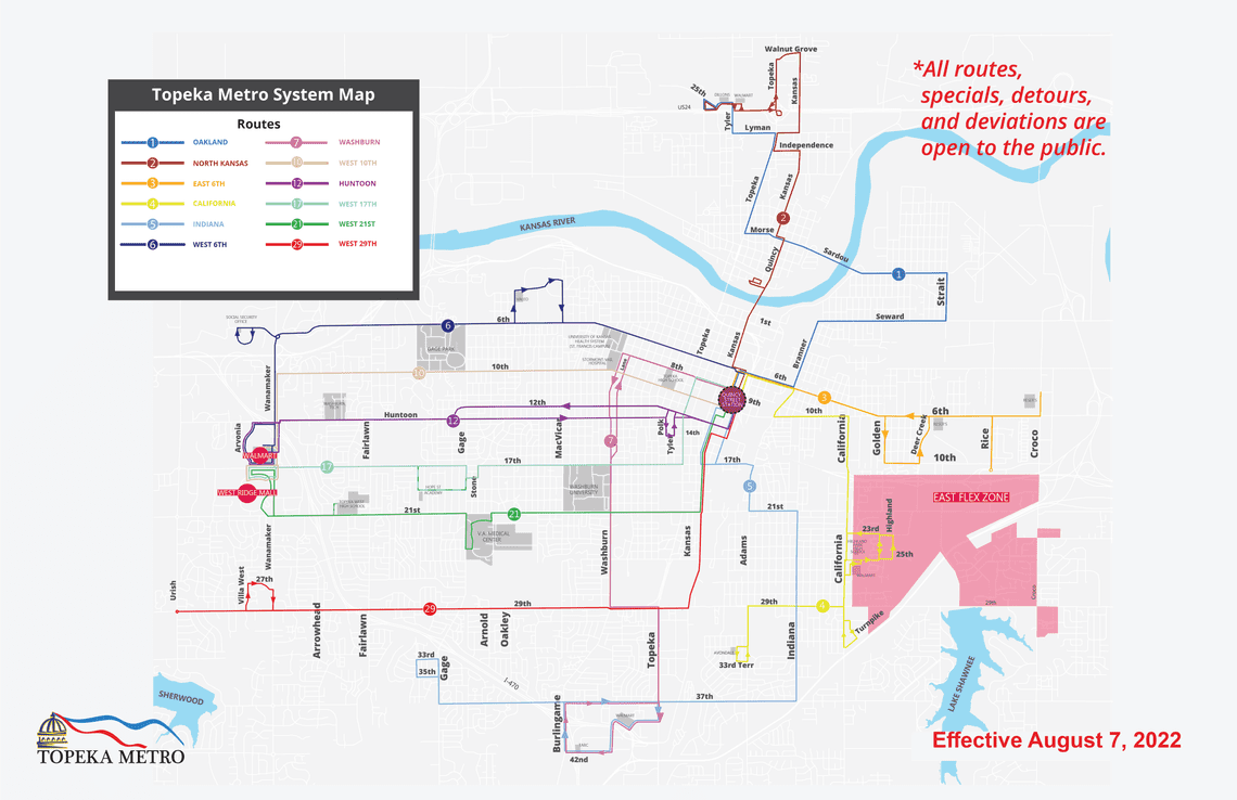 August 2022 Topeka Metro System Map